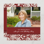 Rode foto 60e verjaardag van uitnodigingen van de  (Voorkant / Achterkant)