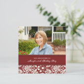 Rode foto 60e verjaardag van uitnodigingen van de  (Staand voorkant)