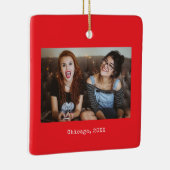 Rode Foto Aandenken Kerstmis Keramisch Ornament (Rechts)
