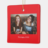 Rode Foto Aandenken Kerstmis Keramisch Ornament (Links)