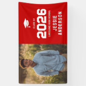 Rode Foto Afstuderen 2026 Spandoek (Verticaal)