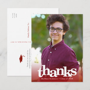 Rode foto afstuderen vet typografie dank u briefkaart