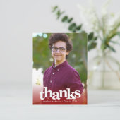 Rode foto afstuderen vet typografie dank u briefkaart (Staand voorkant)