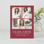 Rode foto collage afstuderen aankondiging (Staand voorkant)
