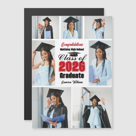 Rode foto-collage van de klas van 2026 afstudeerma (Voorkant / Achterkant)