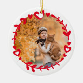 Rode foto en kerstversiering met citaat keramisch ornament (Voorkant)