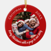 Rode foto familie verhaal citaat Kerstmis Keramisch Ornament (Voorkant)