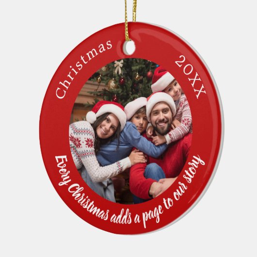 Rode foto familie verhaal citaat Kerstmis Keramisch Ornament (Links)