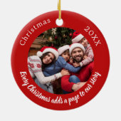 Rode foto familie verhaal citaat Kerstmis Keramisch Ornament (Achterkant)