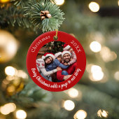 Rode foto familie verhaal citaat Kerstmis Keramisch Ornament