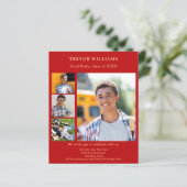 Rode foto Graduation Party uitnodiging (Staand voorkant)