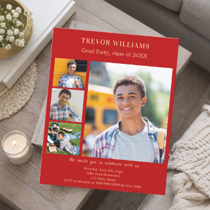 Rode foto Graduation Party uitnodiging