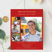 Rode foto Graduation Party uitnodiging