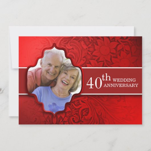 rode foto jubileum uitnodigingen (Voorkant)