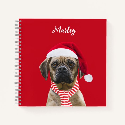 Rode foto Kerstcadeau voor Pet Lovers Hond Mam Notitieboek (Voorkant)
