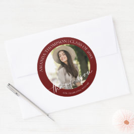 Rode Foto Klas van 2026 Afstudeer Dank Je Wel Ronde Sticker