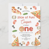  rode foto pizza plak van plezier 1e verjaardag kaart (Voorkant)