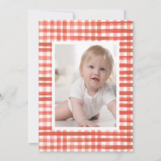  rode foto pizza plak van plezier 1e verjaardag kaart (Achterkant)