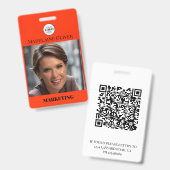 Rode foto QR-code en logo werknemer Badge (Voor- en achterkant)