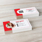 Rode Foto QR Code Maak Contact Met Mij Modern Visitekaartje
