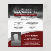 Rode foto van notaris van de ondertekenaar van de  flyer (Voorkant)