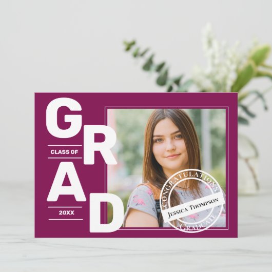 Rode fotoklas van 2025 Afstuderen aankondiging (Staand voorkant)