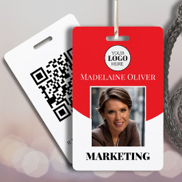 Rode fotologo en QR-code naamkaart voor medewerker Badge