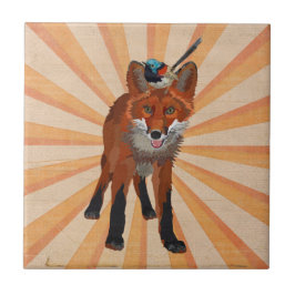 RODE FOX EN WREN Tile Tegeltje
