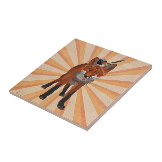 RODE FOX EN WREN Tile Tegeltje (Zijkant)