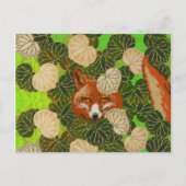 RODE FOX VAN DE GROENE LEAVES EN FOLIAGE BRIEFKAART (Voorkant)