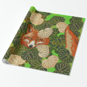 RODE FOX VAN DE GROENE LEAVES EN FOLIAGE CADEAUPAPIER