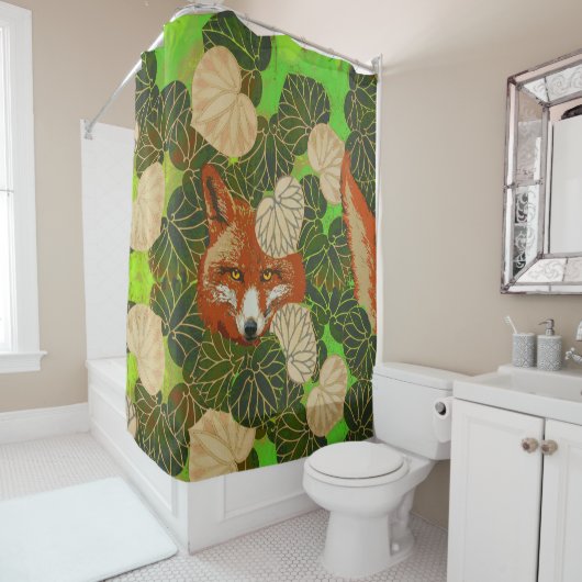 RODE FOX VAN DE GROENE LEAVES EN FOLIAGE DOUCHEGORDIJN (In situ)