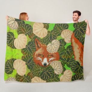 RODE FOX VAN DE GROENE LEAVES EN FOLIAGE FLEECE DEKEN