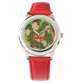 RODE FOX VAN DE GROENE LEAVES EN FOLIAGE HORLOGE