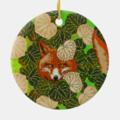 RODE FOX VAN DE GROENE LEAVES EN FOLIAGE KERAMISCH ORNAMENT (Achterkant)