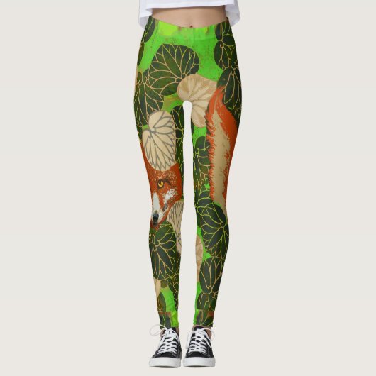 RODE FOX VAN DE GROENE LEAVES EN FOLIAGE LEGGINGS (Voorkant)