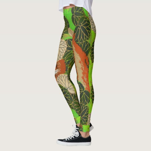 RODE FOX VAN DE GROENE LEAVES EN FOLIAGE LEGGINGS (Links)