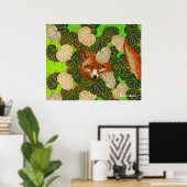 RODE FOX VAN DE GROENE LEAVES EN FOLIAGE POSTER (Thuiskantoor)