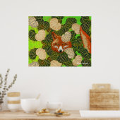 RODE FOX VAN DE GROENE LEAVES EN FOLIAGE POSTER (Keuken)