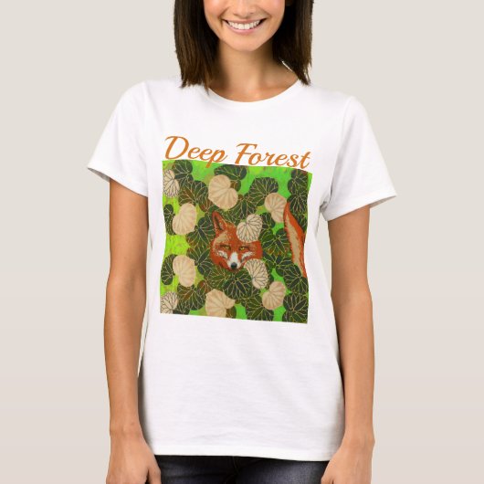 RODE FOX VAN DE GROENE LEAVES EN FOLIAGE T-SHIRT (Voorkant)