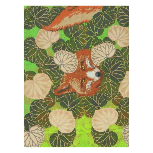 RODE FOX VAN DE GROENE LEAVES EN FOLIAGE TAFELKLEED (Voorkant)