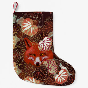 RODE FOX VAN WITTE LEAVES EN FOLIAGE KLEINE KERSTSOK
