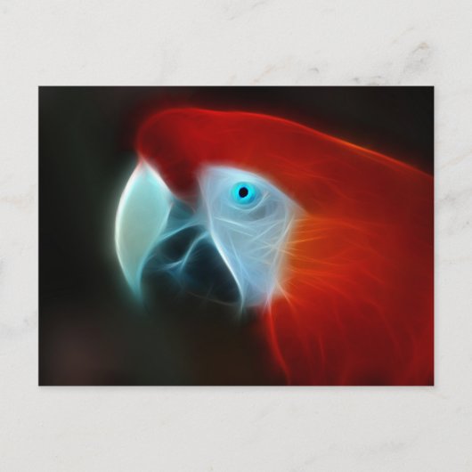 Rode Fractal Parrot blauwe ogen Briefkaart (Voorkant)