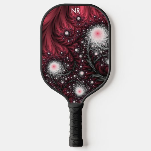 Rode fractale kronkels moderne abstracte trippy aa pickleball paddle (Voorkant)