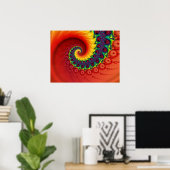 Rode fractale nautilus-spiraal poster (Thuiskantoor)