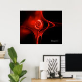 RODE FRACTALE ROOS IN ZWART POSTER (Thuiskantoor)