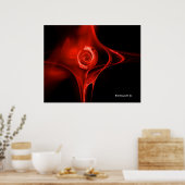 RODE FRACTALE ROOS IN ZWART POSTER (Keuken)