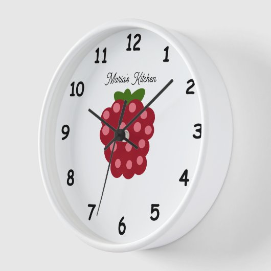 Rode framboos fruit aangepaste keuken wandklok (Hoek)
