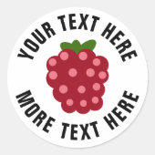 Rode frambozen fruit op maat ronde jam stickers (Voorkant)