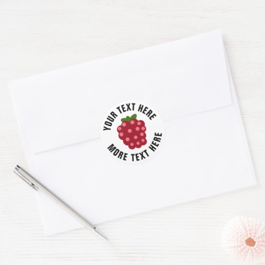 Rode frambozen fruit op maat ronde jam stickers (Envelop)